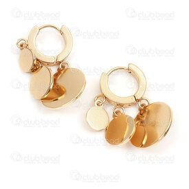 4007-0102-396GL - Acier Inoxydable 304 Boucle d'Oreille a Levier Rond 13.5x2.5mm avec Breloque Plateau Rond (3 Taille) Plaque Or 2pcs (1paire) 4007-0102-396GL,Plateau,montreal, quebec, canada, beads, wholesale