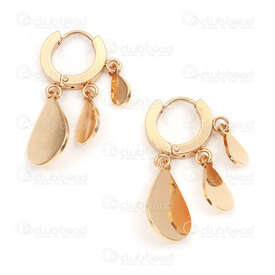 4007-0102-398GL - Stainless Steel 304 Earring Leverback Round 13.5x2.5mm with Drop Charm Plate (3 size) Gold Plated 2pcs (1pairs) 4007-0102-398GL,GOUTTE,montreal, quebec, canada, beads, wholesale