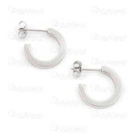4007-0102-414B - Acier Inoxydable 304 Boucle d'Oreille a Levier Rond 15.5x2.5mm avec Motif Brosse Naturel 4pcs (2paires) 4007-0102-414B,brosse,montreal, quebec, canada, beads, wholesale