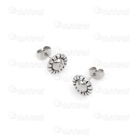 4007-0102-42 - Stainless steel ear ring Set flower shape 9.5mm Natural 1 set 4007-0102-42,Clearance by Category,Jewelry,montreal, quebec, canada, beads, wholesale