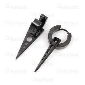 4007-0102-424BK - Stainless Steel 304 Earring Leverback Hoop Round 13x4mm with Triangle Plate Charm 23x8mm Black 4pcs (2pairs) 4007-0102-424BK,triangle,montreal, quebec, canada, beads, wholesale
