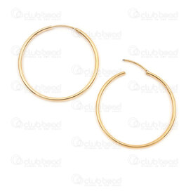 4007-0102-425-40GL - Stainless Steel 304 Earring Endless Hoop 40x2mm Plain Gold Plated 2pcs (1pair) 4007-0102-425-40GL,(6),montreal, quebec, canada, beads, wholesale
