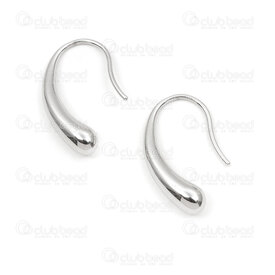 4007-0102-430 - Acier Inoxydable 304 Boucle d'Oreille Crochet Goutte 23x13.5x5mm Naturel 2pcs (1paire) 4007-0102-430,AC,montreal, quebec, canada, beads, wholesale