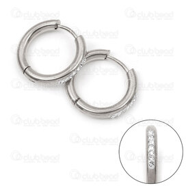 4007-01022-257-16 - Acier Inoxydable 304 Boucle D'Oreille Anneau 16x2.5mm avec Pierre du Rhin Cristal Naturel 4pcs (2paires) 4007-01022-257-16,Anneau dore,montreal, quebec, canada, beads, wholesale