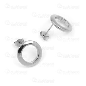4007-0103-106 - Stainless Steel 304 Earring Stud Circle 15mm Inner Diameter 9mm Natural 6pcs (3pairs) 4007-0103-106,Finished jewelry,montreal, quebec, canada, beads, wholesale