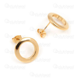 4007-0103-106GL - Stainless Steel 304 Earring Stud Circle 15mm Inner Diameter 9mm Gold 6pcs (3pairs) 4007-0103-106GL,Finished jewelry,montreal, quebec, canada, beads, wholesale
