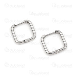 4007-0103-108 - Stainless Steel 304 Earring Leverback Hoop Square 14x14x2mm Natural 10pcs (5pairs) 4007-0103-108,anneau,montreal, quebec, canada, beads, wholesale