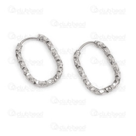 4007-0103-208DC - Stainless Steel 304 Earring Leverback Hoop Rounded Rectangle 22x15x2.5mm Diamond Cut Natural High Polish Quality 10pcs (5pairs) 4007-0103-208DC,Diamond,montreal, quebec, canada, beads, wholesale