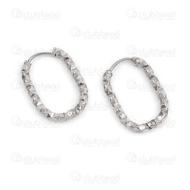4007-0103-208DC - Stainless Steel 304 Earring Leverback Hoop Rounded Rectangle 22x15x2.5mm Diamond Cut Natural High Polish Quality 10pcs (5pairs) 4007-0103-208DC,diamond,montreal, quebec, canada, beads, wholesale