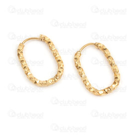 4007-0103-208DCGL - Stainless Steel 304 Earring Leverback Hoop Rounded Rectangle 22x15x2.5mm Diamond Cut Gold Plated High Polish Quality 10pcs (5pairs) 4007-0103-208DCGL,Finished jewelry,Stainless steel,montreal, quebec, canada, beads, wholesale