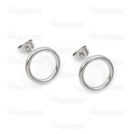 4007-0103-26 - Stainless Steel 304 Earring Stud 14mm Circle Hollow Inner Diameter 9mm Natural 10pcs (5pairs) 4007-0103-26,montreal, quebec, canada, beads, wholesale