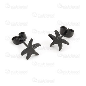 4007-0103-42 - DISC stainless steel ear stud sea star black 12 pairs 4007-0103-42,Finished jewelry,montreal, quebec, canada, beads, wholesale