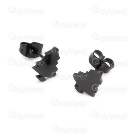 4007-0103-60 - Stainless steel ear stud chrismas tree 10x8mm Black 12pairs 4007-0103-60,chris,montreal, quebec, canada, beads, wholesale