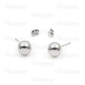 4007-0103-68 - Acier Inoxydable Boucle d\'Oreille Boule 8-10mm Naturel 12 paires 4007-0103-68,Ball stud,montreal, quebec, canada, beads, wholesale