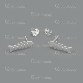 4007-0103-84SL - Acier Inoxydable Boucle d\'Oreille Os Poisson 18x6mm Argent 12 paires 4007-0103-84SL,Bone,montreal, quebec, canada, beads, wholesale