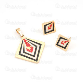 4007-0104-72GL - Stainless steel earring and pendant set Tie 27.5mm, 14.5mm Gold 1set 4007-0104-72GL,Stainless Steel,Finished Jewelry,montreal, quebec, canada, beads, wholesale