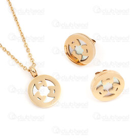 4007-0105-48GL - Spiral Necklace and Earring Set Round with Mother Of Pearl gold 1 Set !LIMITED QUANTITY! 4007-0105-48GL,SPIRAL,montreal, quebec, canada, beads, wholesale
