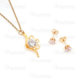 4007-0105-50GL - Necklace With Fantasy Charm and Earring Set with rhinestone gold 1 Set !LIMITED QUANTITY! 4007-0105-50GL,4007-0105,montreal, quebec, canada, beads, wholesale