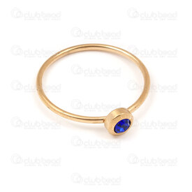 4007-0107-06GL - Acier Inoxydable 304 Bague avec Pierre du Rhin Cobalt (Taille 8) Or 4pcs 4007-0107-06GL,Bijoux finis,montreal, quebec, canada, beads, wholesale