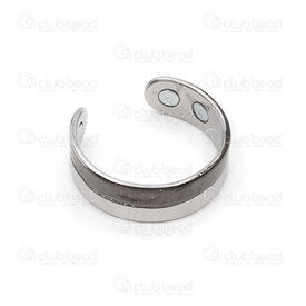 4007-0107-10NBK - Stainless Steel 304 Energetic Finger Ring with Double Magnet (size 9) Natural-Black 1pc 4007-0107-10NBK,tÃ,montreal, quebec, canada, beads, wholesale