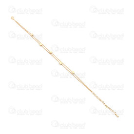 4007-0211-118-GL - DISC Stainless Steel anklet double chain Gold 4MM cube 1pc 4007-0211-118-GL,Clearance by Category,Jewelry,montreal, quebec, canada, beads, wholesale