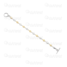 4007-0211-52 - Bracelet Stainless Steel With Toggle Clasp Natural/Gold 1pc 4007-0211-52,Finished jewelry,Bracelet,Bracelet,Stainless Steel,With Toggle Clasp,Natural/Gold,1pc,China,montreal, quebec, canada, beads, wholesale
