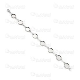 4007-0211-56 - Bracelet Stainless Steel With 10mm Bezel Cup Links 19cm 1pc 4007-0211-56,Finished jewelry,1pc,Bracelet,Stainless Steel,With 10mm Bezel Cup Links,19cm,1pc,China,montreal, quebec, canada, beads, wholesale