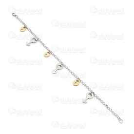 4007-0211-92 - stainless steel bracelet, gold lock and natural male sign 22cm 4007-0211-92,Clearance by Category,Jewelry,montreal, quebec, canada, beads, wholesale