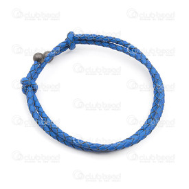 4007-0212-22 - Bracelet Semi-Fini Cuir Tessé Bleu Ajustable 15 Pouce 1pc 4007-0212-22,diy,montreal, quebec, canada, beads, wholesale