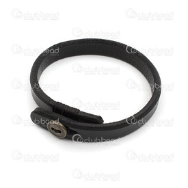 4007-0212-40 - Bracelet Cuir Plat 10mm Noir avec Fermoir Bouton 15cm 1pc 4007-0212-40,montreal, quebec, canada, beads, wholesale