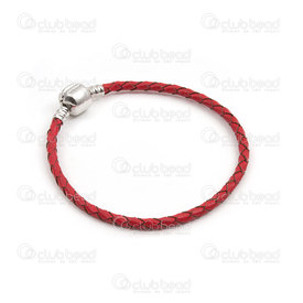 4007-0212-562 - Cuir Bracelet Tressé Rouge Style Pandora 3.5mm 1pc 4007-0212-562,montreal, quebec, canada, beads, wholesale