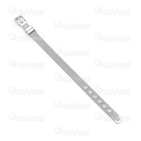 4007-0213-04 - Bracelet Montre 10mm Acier Inoxydable Naturel 20.5cm 4007-0213-04,montre acier,montreal, quebec, canada, beads, wholesale