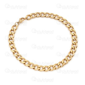 4007-0213-108GL - Stainless Steel 304 Curb Chain 7x10x2.5mm Unsoldered Bracelet 9in (24cm) Gold Plated 1pc 4007-0213-108GL,brÃ,montreal, quebec, canada, beads, wholesale