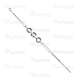 4007-0213-24 - Acier Inoxydable Bracelet 3 Cercles Connecteur Nano-céramique 12mm Naturel-Noir 1pc 4007-0213-24,montreal, quebec, canada, beads, wholesale