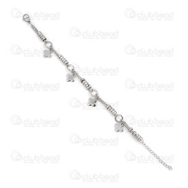 4007-0213-34 - Stainless steel bracelet round circle, spacer and flower charm 8.5mm natural 1pc 4007-0213-34,Finished jewelry,montreal, quebec, canada, beads, wholesale