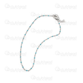 4007-0213-366 - Stainless steel anklet chain 1.5mm turquoise charm natural 1pc 4007-0213-366,montreal, quebec, canada, beads, wholesale