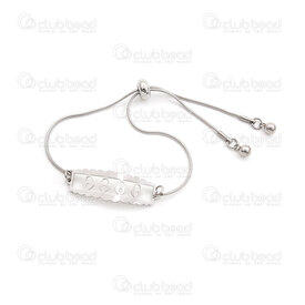4007-0213-50 - Stainless steel bracelet snake chain with fancy plate and 5mm bead adjustable 9.5\'\' (24cm) natural 1pc 4007-0213-50,Finished jewelry,montreal, quebec, canada, beads, wholesale