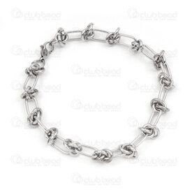 4007-0213-70 - Stainless Steel Fancy Knot Chain 10x7x1.2mm Unsoldered Bracelet 8\" (21cm) Natural 1pc 4007-0213-70,Finished jewelry,montreal, quebec, canada, beads, wholesale
