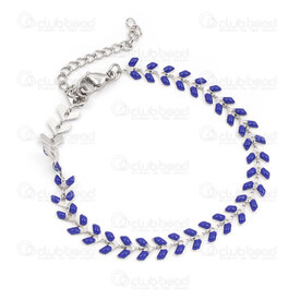 4007-0213-7404 - Acier Inoxydable Bracelet Feuille 6mm Remplissage Marine 21cm (8\") Naturel 1pc 4007-0213-7404,navy,montreal, quebec, canada, beads, wholesale