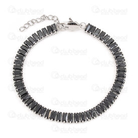 4007-0213-82BLK - Stainless Steel Bracelet Retangle Cubic Zircon Black 18cm 1pc china 4007-0213-82BLK,4007-0213,montreal, quebec, canada, beads, wholesale