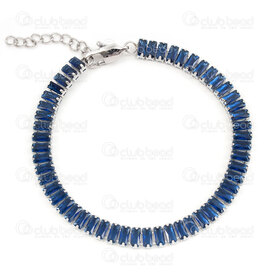 4007-0213-82BLUE - Stainless Steel Bracelet Retangle Cubic Zircon Blue 1pc china 4007-0213-82BLUE,4007-0213,montreal, quebec, canada, beads, wholesale