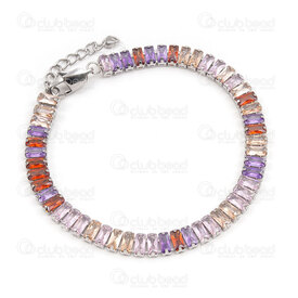 4007-0213-82MIX - Stainless Steel Bracelet Retangle Cubic Zircon Mix 1pc china 4007-0213-82MIX,4007-0213,montreal, quebec, canada, beads, wholesale
