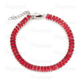 4007-0213-82RED - Stainless Steel Bracelet Retangle Cubic Zircon Red 1pc china 4007-0213-82RED,4007-0213,montreal, quebec, canada, beads, wholesale