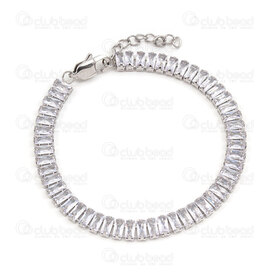 4007-0213-82WH - Stainless Steel Bracelet Retangle Cubic Zircon Crystal 18cm 1pc china 4007-0213-82WH,Finished jewelry,Stainless steel,montreal, quebec, canada, beads, wholesale