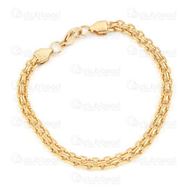 4007-0213-94GL - Stainless Steel 304 Cable Chain Diamond Cut 4x5x1mm 2 Row Chaimail Bracelet 22cm (8.5in) Gold Plated 1pc 4007-0213-94GL,bracelet,montreal, quebec, canada, beads, wholesale