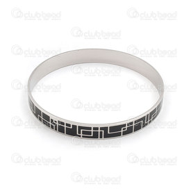 4007-0214-36 - stainless steel bangle black-natural fancy design 1pc LIMITED QUANTITY! 4007-0214-36,Finished jewelry,Stainless steel,montreal, quebec, canada, beads, wholesale