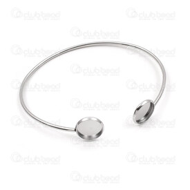 4007-0214-4712 - Acier Inoxydable 304 Bracelet Rigide avec Support pour Cabochon Rond 12mm Naturel 5pcs 4007-0214-4712,Accessoires de finition,Bézel - Supports à cabochons,Autres,montreal, quebec, canada, beads, wholesale