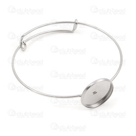 4007-0214-4720 - Stainless Steel Bangle with 20mm Bezal Cup Natural 2pcs 4007-0214-4720,Findings,Bezel - Cabochon Settings,Others,montreal, quebec, canada, beads, wholesale
