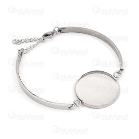 4007-0214-48 - Stainless Steel Bangle with 25mm Bezel Cup Natural 1pc 4007-0214-48,Cabochons,Settings for cabochons,Others,montreal, quebec, canada, beads, wholesale