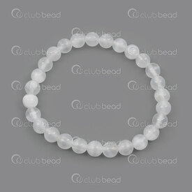 4007-0214-4906 - Bracelet Natural Semi Precious Stone Bead Selenite Round 6mm on Elastic 27 beads 1pc 4007-0214-4906,Finished jewelry,Stainless steel,montreal, quebec, canada, beads, wholesale